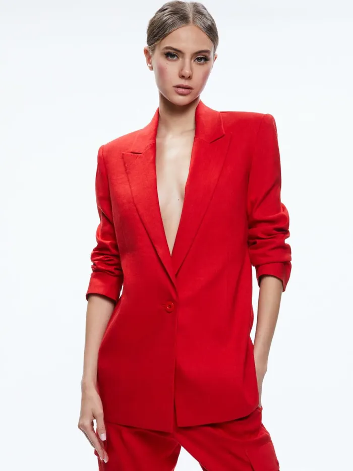Womens Jackets Coats Alice Olivia Johanna Boxy Strong Shoulder Blazer Cinnamon