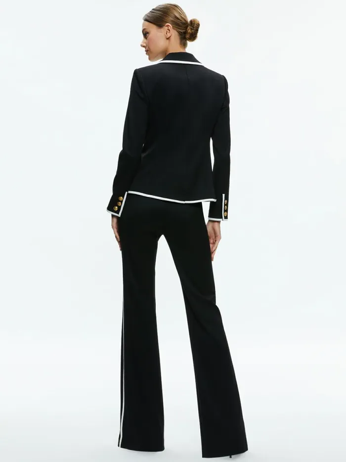 Womens Jackets Coats Alice Olivia Mya Contrast Piping Fitted Blazer Blackoff White