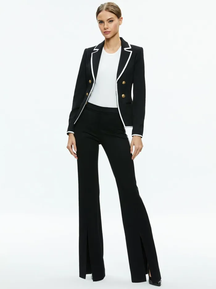 Womens Jackets Coats Alice Olivia Mya Contrast Piping Fitted Blazer Blackoff White