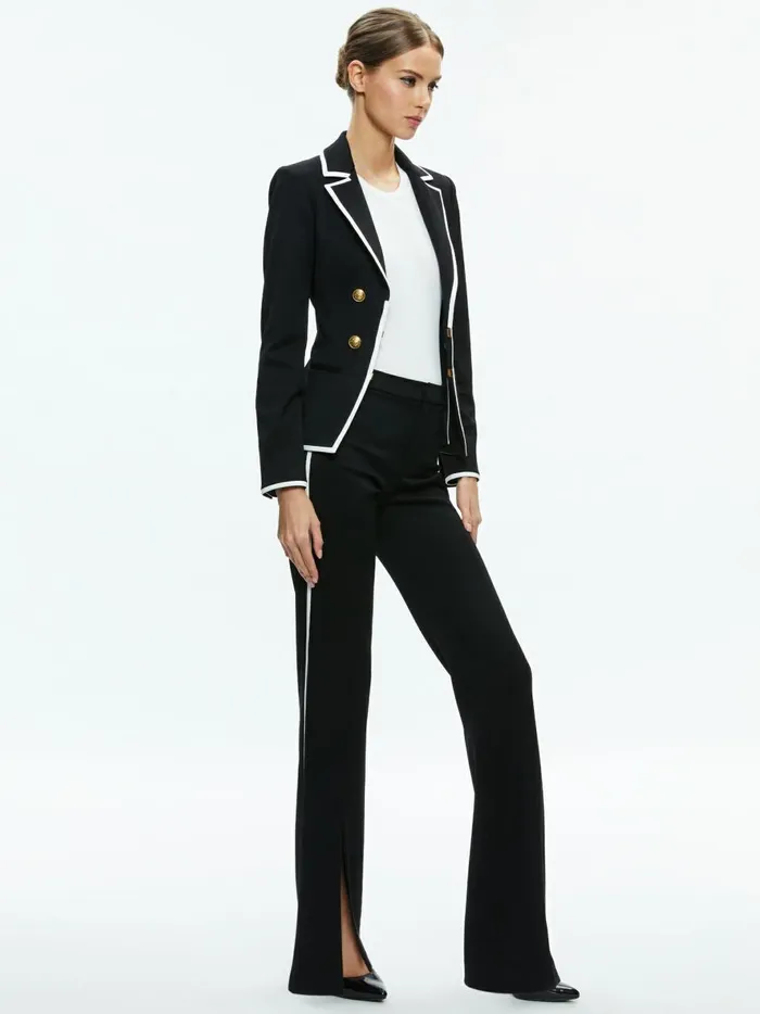 Womens Jackets Coats Alice Olivia Mya Contrast Piping Fitted Blazer Blackoff White