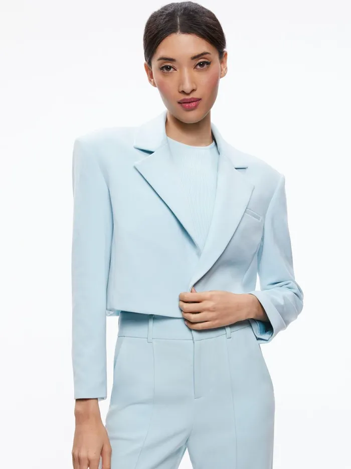 Womens Jackets Coats Alice Olivia Shan Cropped Ruched Sleeve Blazer Julep