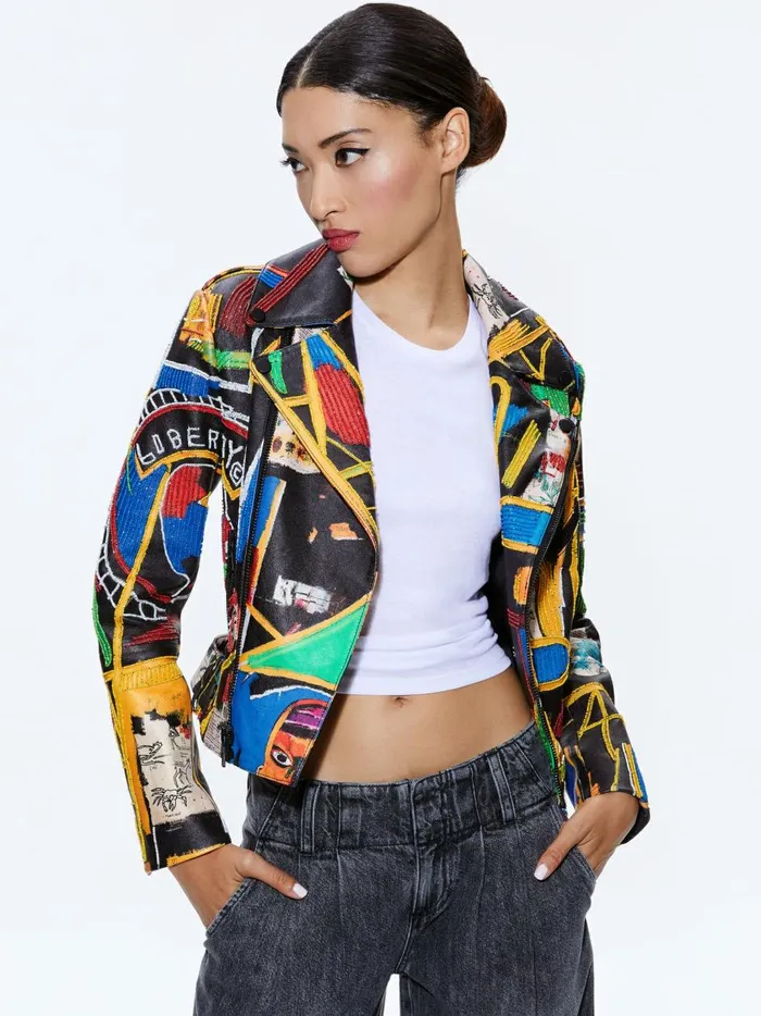 Womens Jackets Coats Alice Olivia X Basquiat Cody Embellished Leather Jacket Liberty