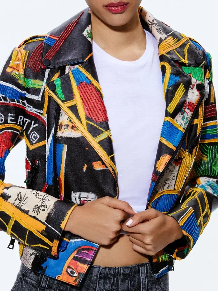 Womens Jackets Coats Alice Olivia X Basquiat Cody Embellished Leather Jacket Liberty
