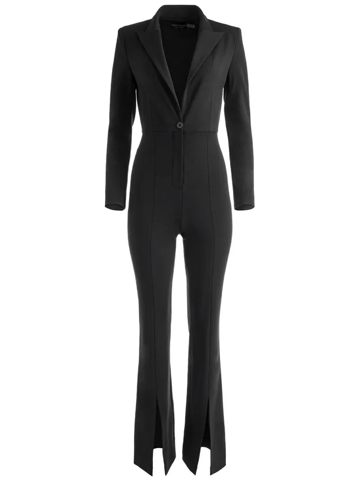 Womens Jumpsuits Alice Olivia Donovan Blazer Fitted Jumpsuit Black