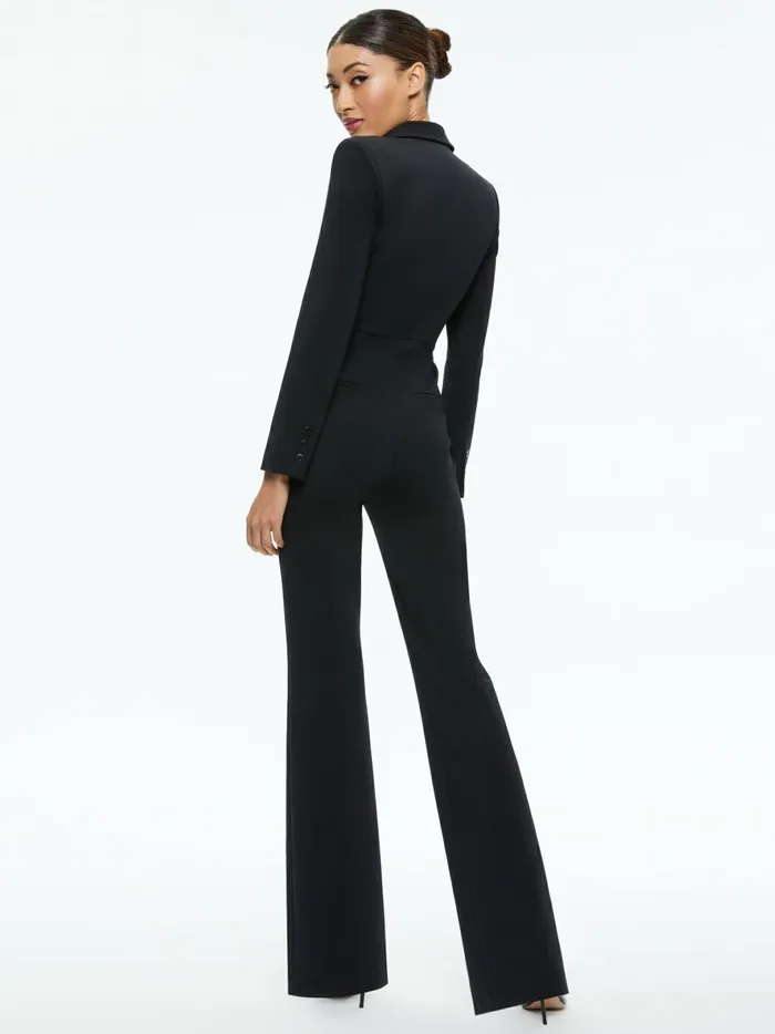Womens Jumpsuits Alice Olivia Donovan Blazer Fitted Jumpsuit Black