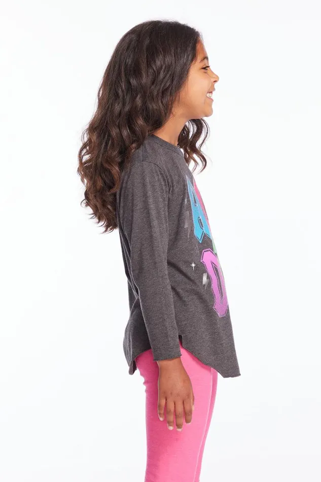 WomensKids Chaser Brand Music ACDC Bolts and Stars Logo Girls Long Sleeve