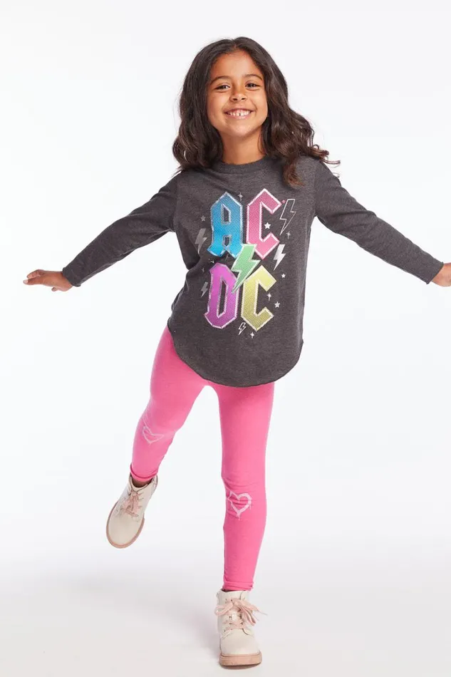 WomensKids Chaser Brand Music ACDC Bolts and Stars Logo Girls Long Sleeve