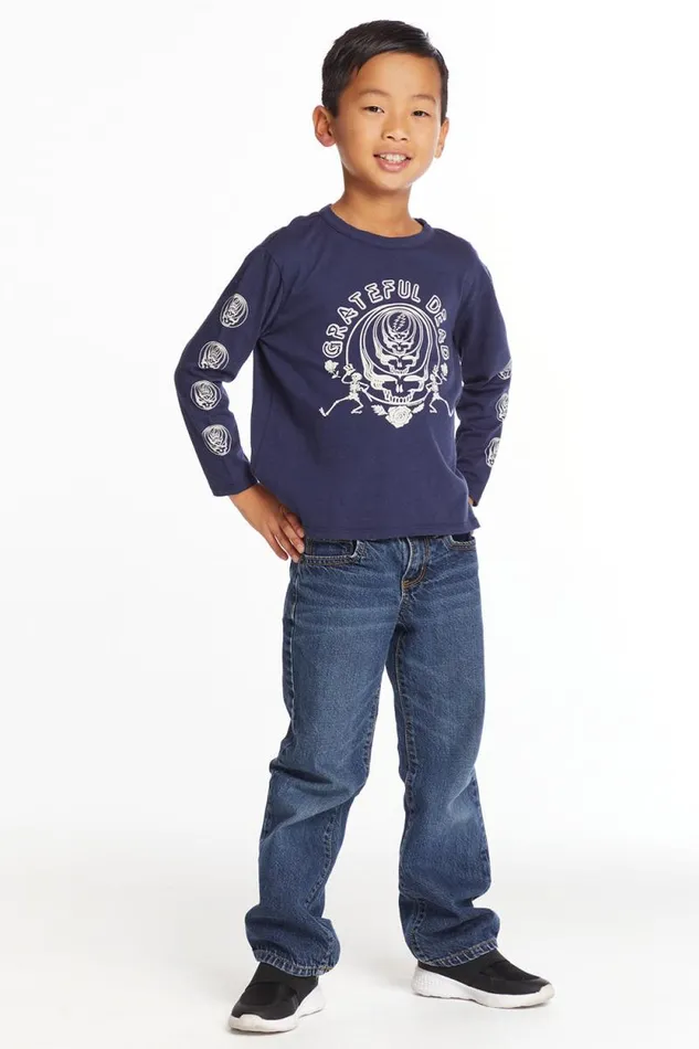 WomensKids Chaser Brand Music Grateful Dead Multi Steal Your Face Boys Long Sleeve Crew Neck Tee