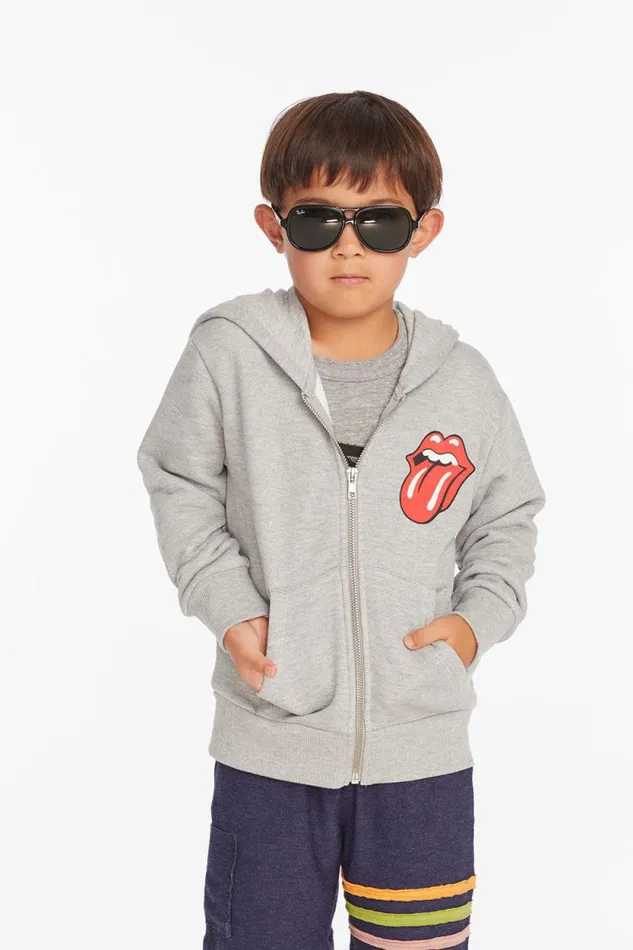 WomensKids Chaser Brand Music Rolling Stones Script Logo Boys Zipup Hoodie