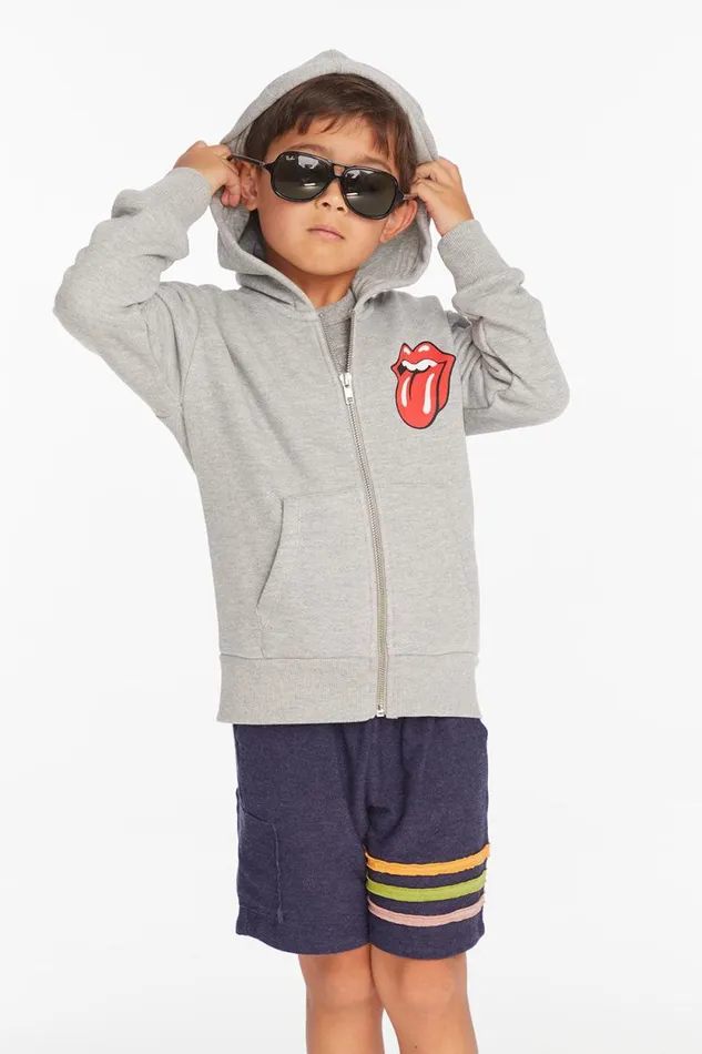 WomensKids Chaser Brand Music Rolling Stones Script Logo Boys Zipup Hoodie