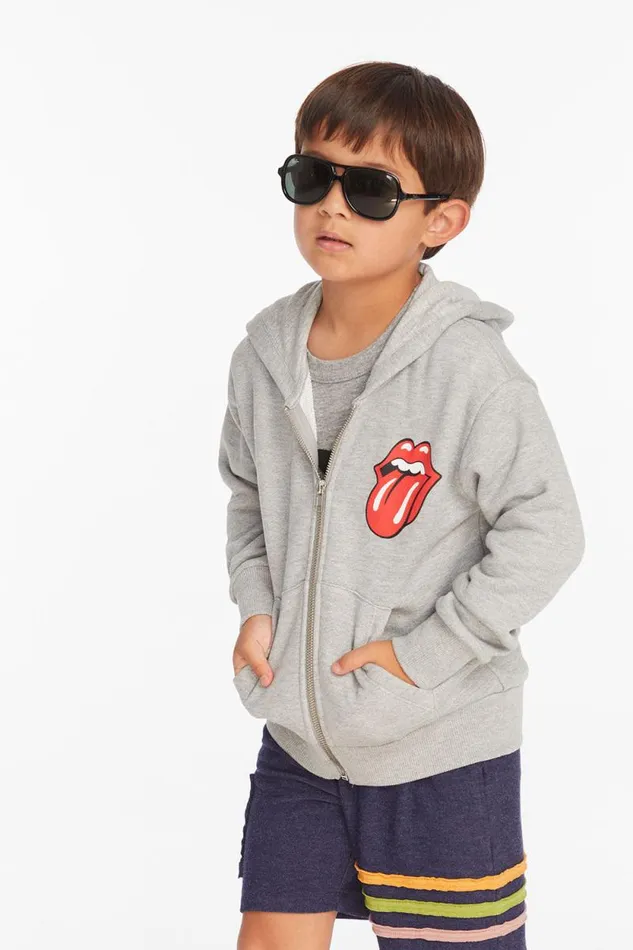 WomensKids Chaser Brand Music Rolling Stones Script Logo Boys Zipup Hoodie