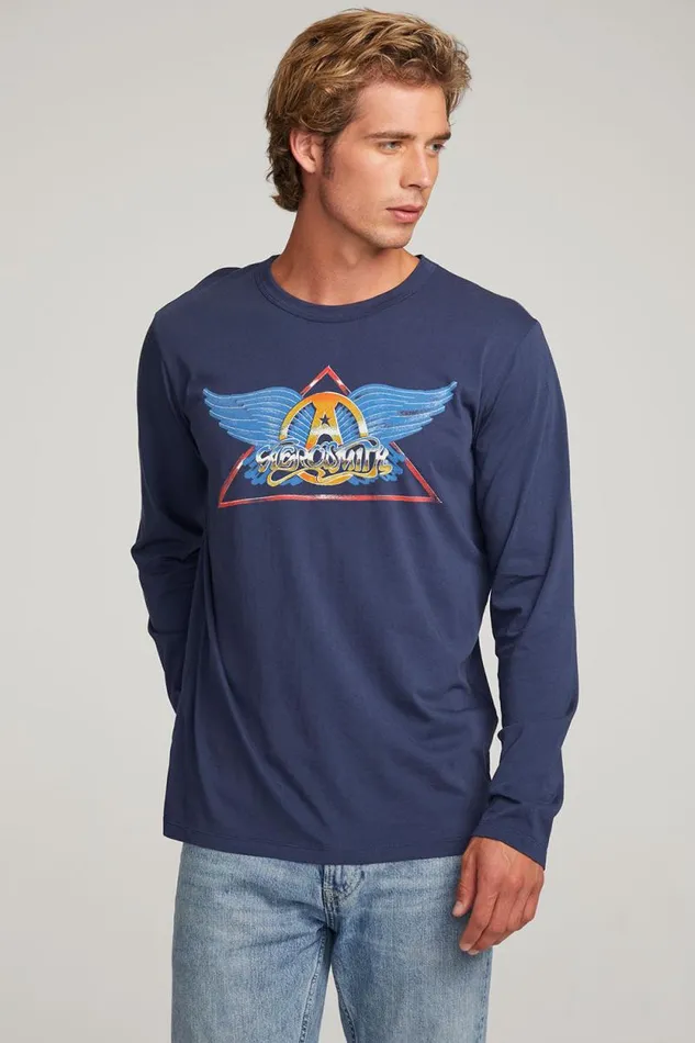 WomensMens Chaser Brand Music Aerosmith Rock In A Hard Place Mens Long Sleeve