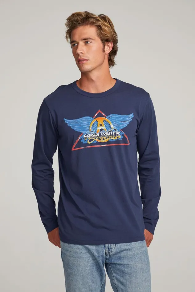 WomensMens Chaser Brand Music Aerosmith Rock In A Hard Place Mens Long Sleeve