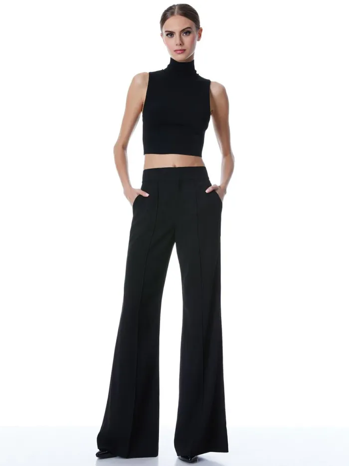 Womens Pants Alice Olivia Dylan High Waisted Wide Leg Pant Black