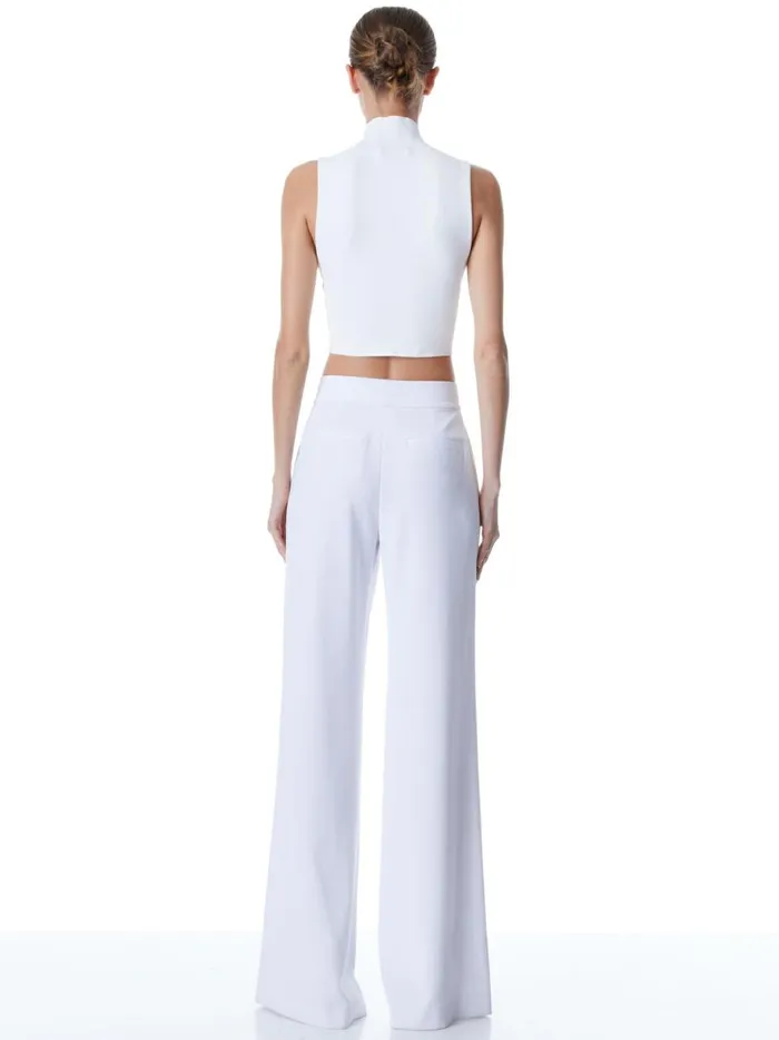 Womens Pants Alice Olivia Dylan High Waisted Wide Leg Pant White