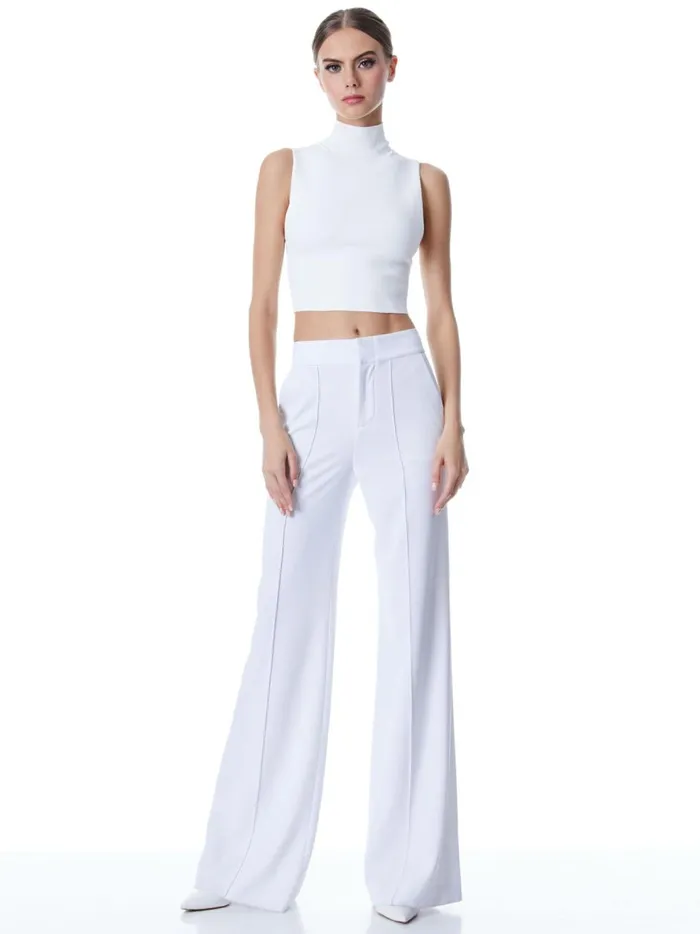 Womens Pants Alice Olivia Dylan High Waisted Wide Leg Pant White