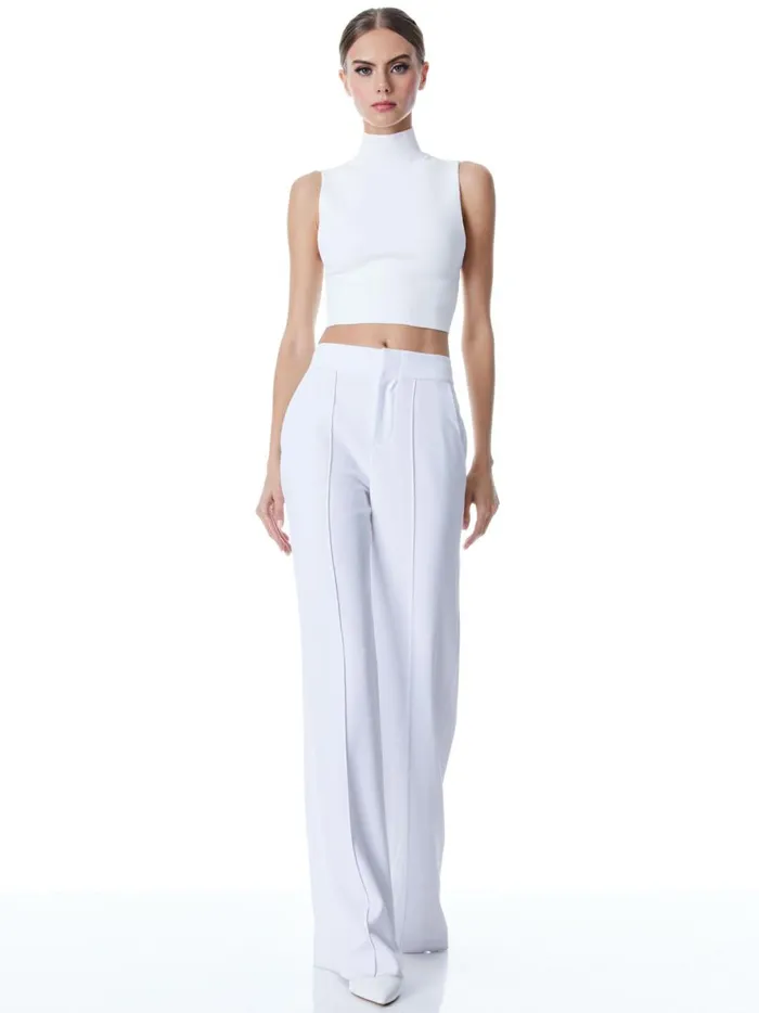 Womens Pants Alice Olivia Dylan High Waisted Wide Leg Pant White