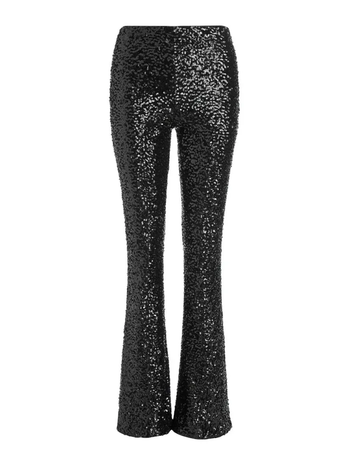 Womens Pants Alice Olivia Lara Sequin Bootcut Pant Black