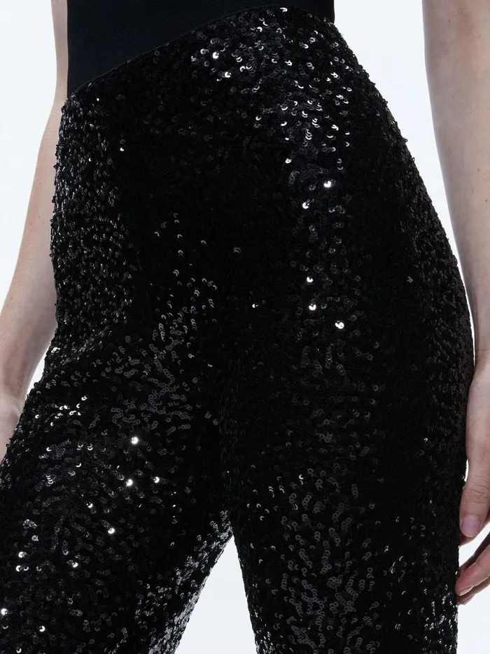 Womens Pants Alice Olivia Lara Sequin Bootcut Pant Black