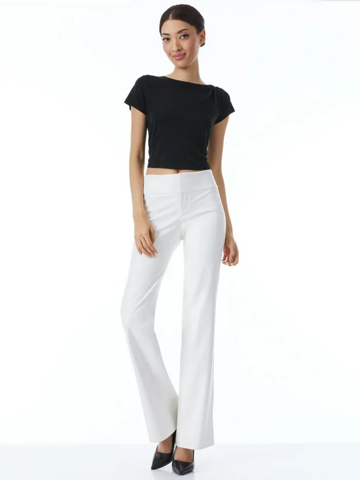 Womens Pants Alice Olivia Olivia Vegan Leather Bootcut Pant Off White