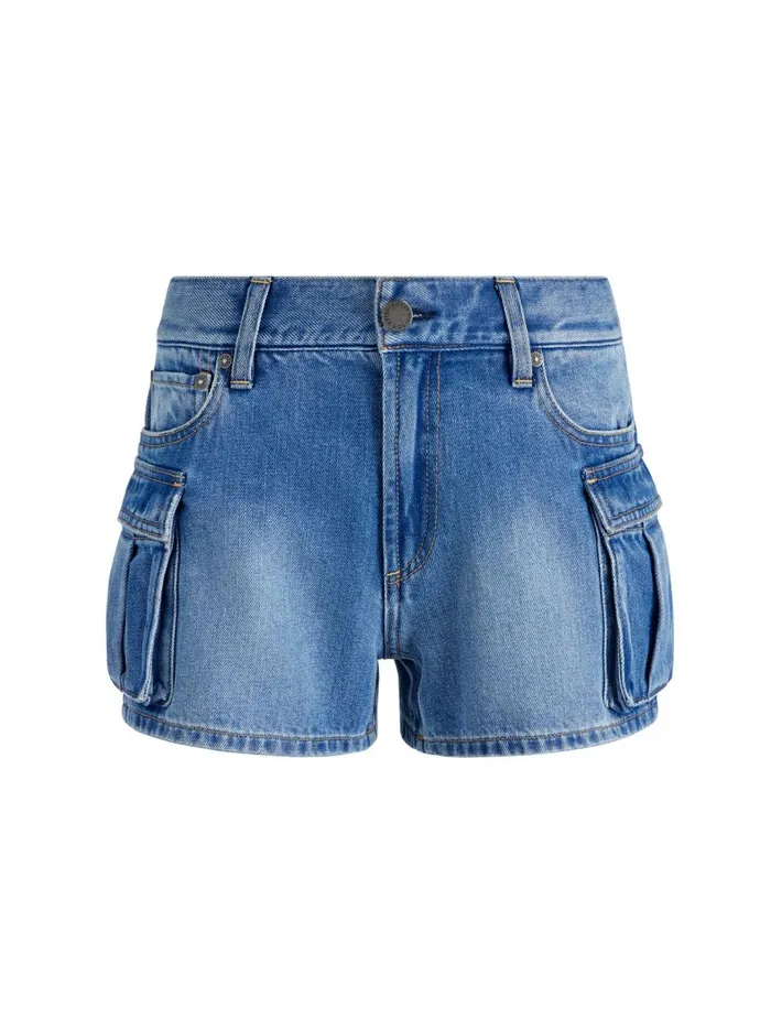 Womens Shorts Alice Olivia Cay Low Rise Cargo Short Ivy Blue