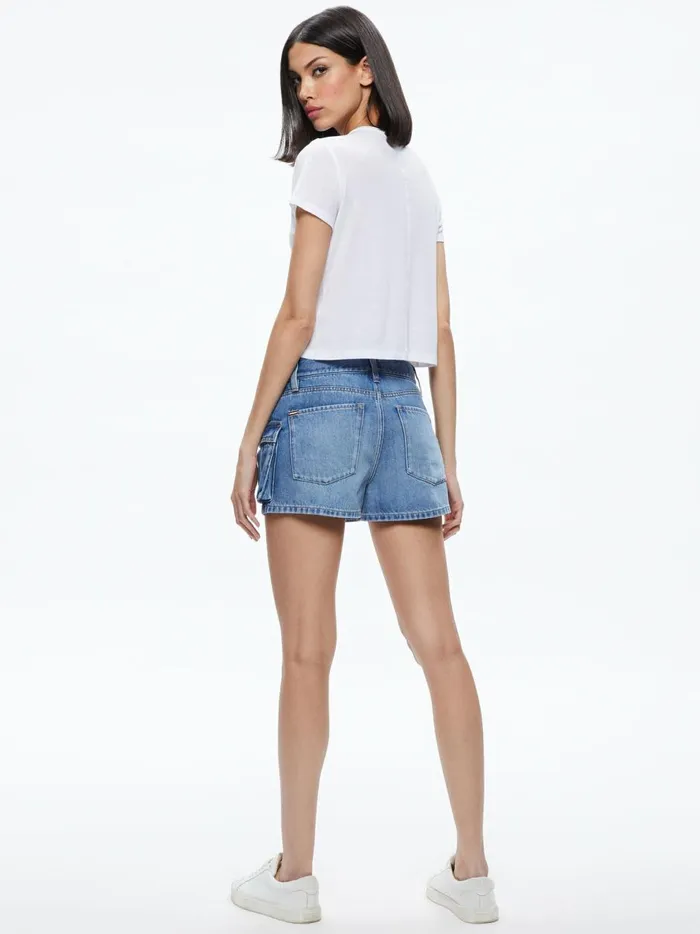 Womens Shorts Alice Olivia Cay Low Rise Cargo Short Ivy Blue
