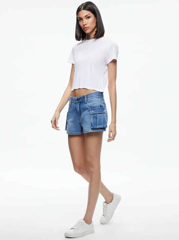 Womens Shorts Alice Olivia Cay Low Rise Cargo Short Ivy Blue