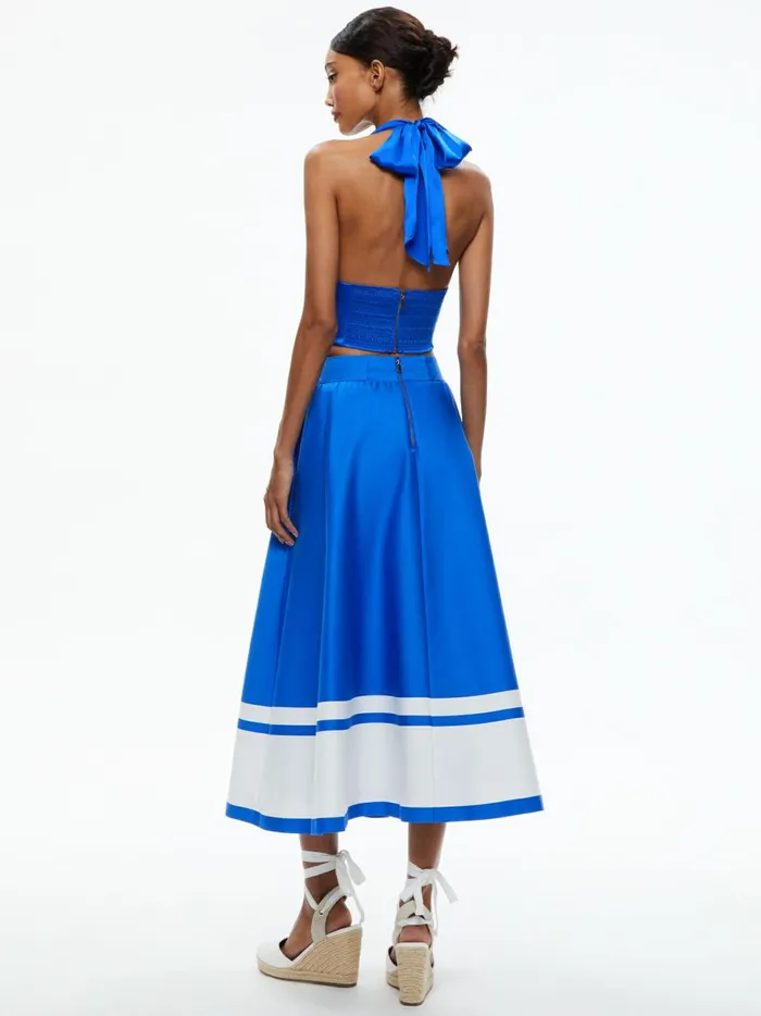 Womens Skirts Alice Olivia Earla High Waisted Midi Skirt Beyond Stripe