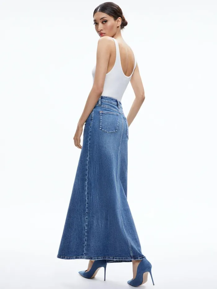 Womens Skirts Alice Olivia Rye Denim Maxi Skirt Brooklyn Blue