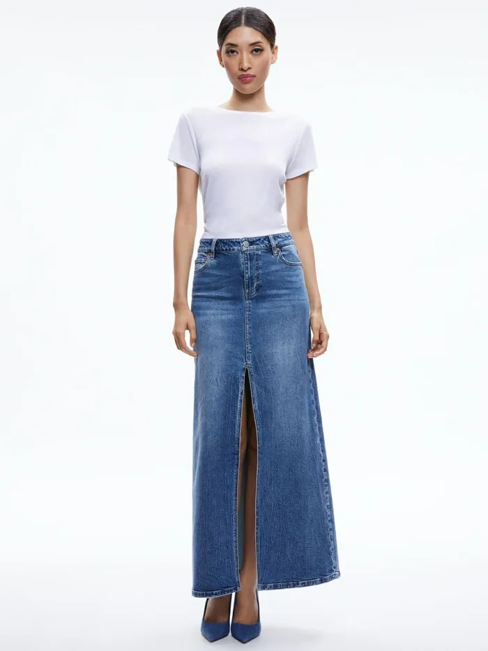 Womens Skirts Alice Olivia Rye Denim Maxi Skirt Brooklyn Blue