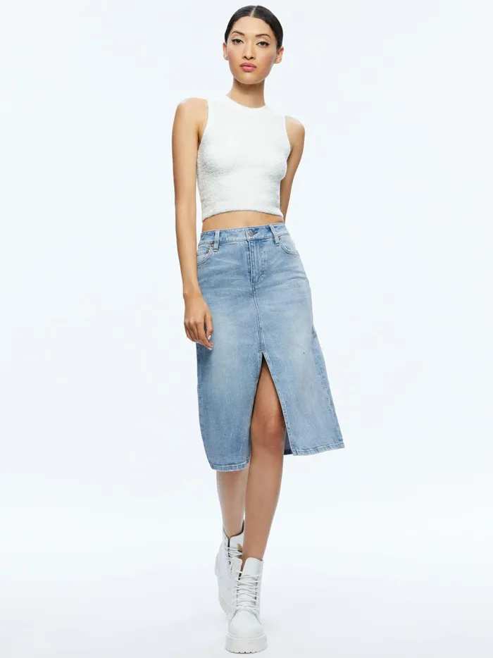 Womens Tops Alice Olivia Amity Sleeveless Cropped Tank Soft White