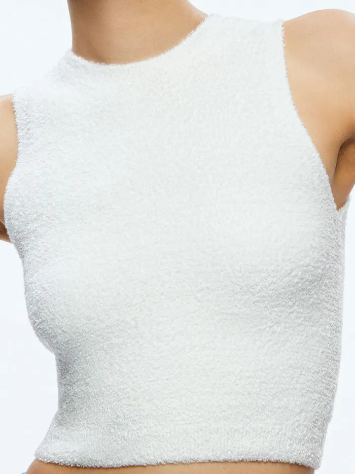 Womens Tops Alice Olivia Amity Sleeveless Cropped Tank Soft White