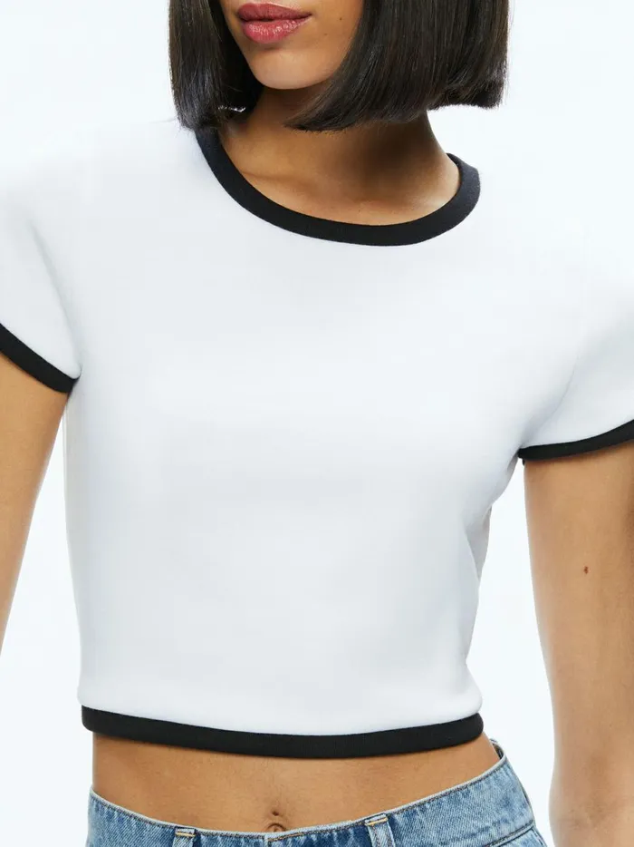 Womens Tops Alice Olivia Baby Tee Off Whiteblack