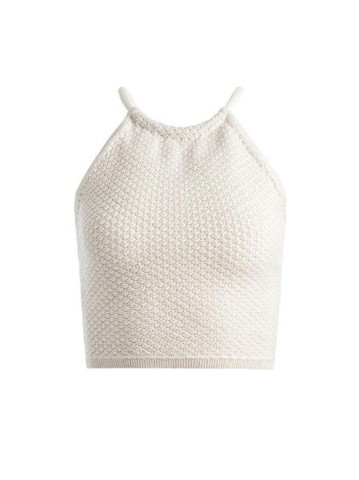 Womens Tops Alice Olivia Daria Poinetelle Cord Back Halter Top Sand