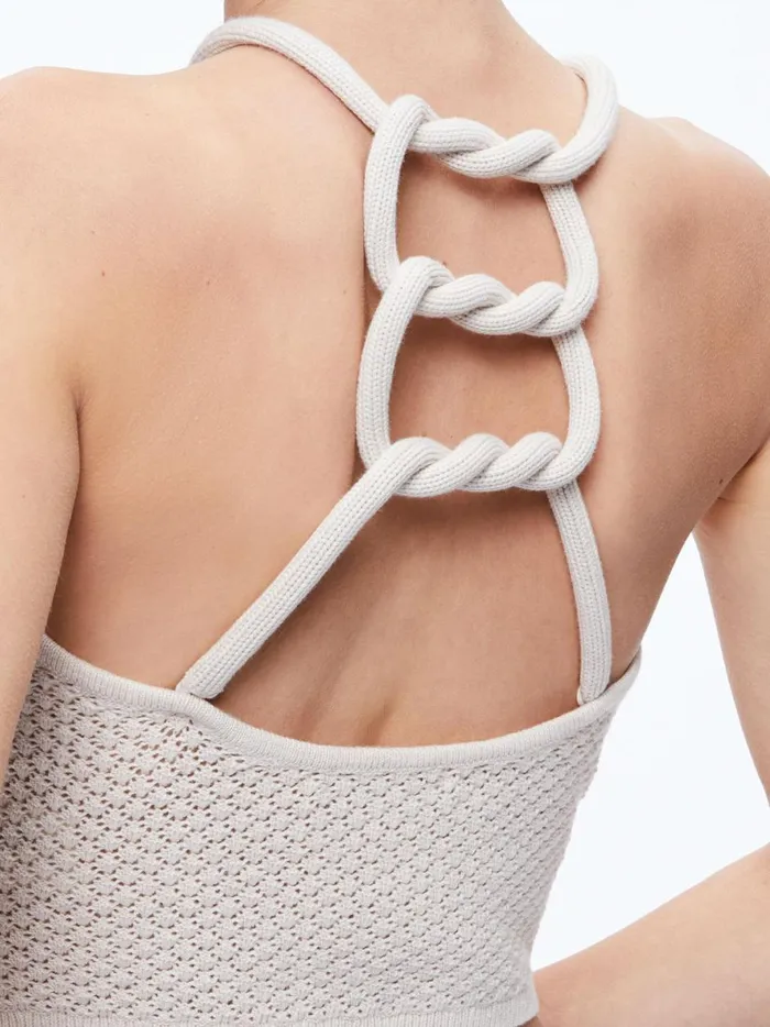 Womens Tops Alice Olivia Daria Poinetelle Cord Back Halter Top Sand