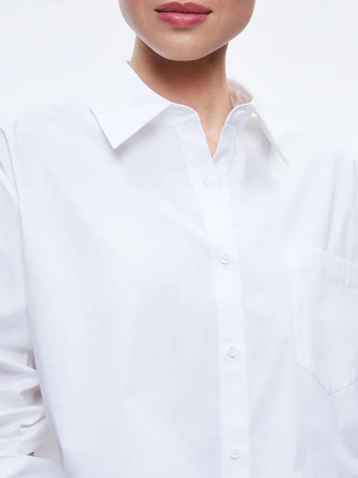 Womens Tops Alice Olivia Finely Cropped Oversized Button Down Shirt Off White