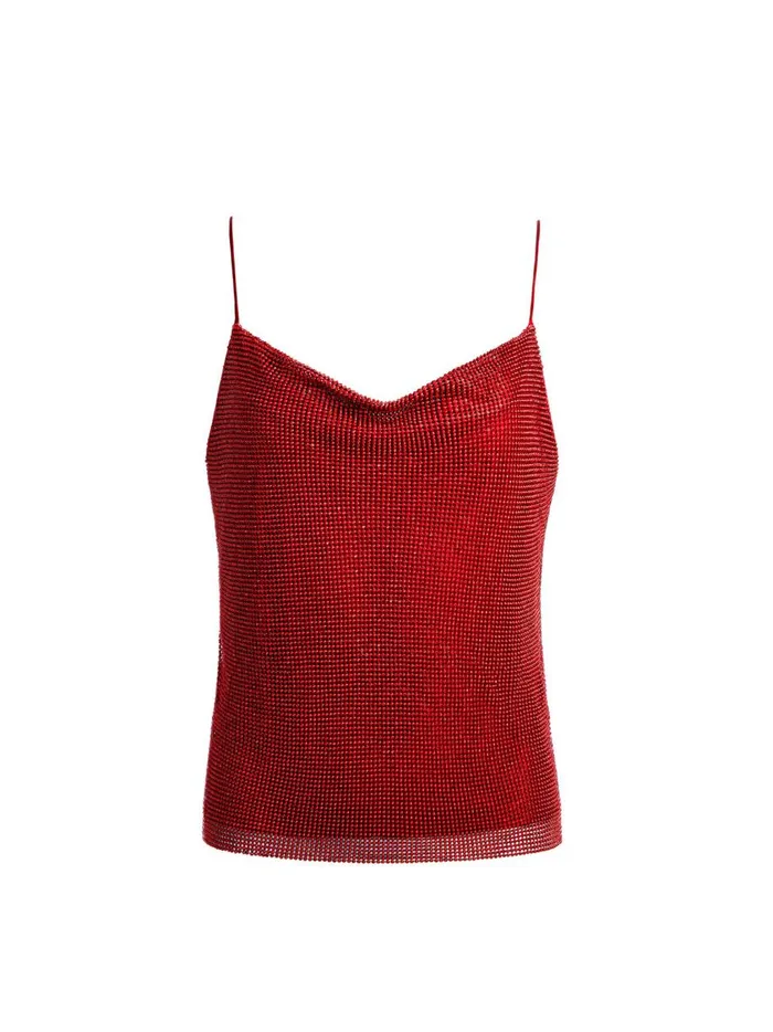 Womens Tops Alice Olivia Harmon Crystal Chainmail Tank Perfect Rubychainmail
