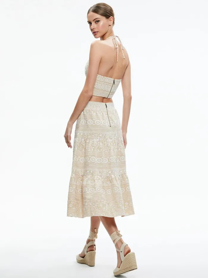 Womens Tops Alice Olivia Jaymee Tie Neck Cropped Halter Top Naturalwhite