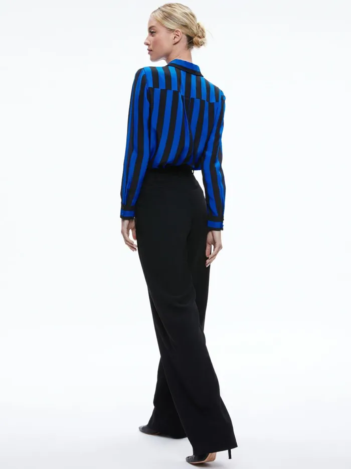 Womens Tops Alice Olivia Willa Placket Top Sapphireblack Stripe