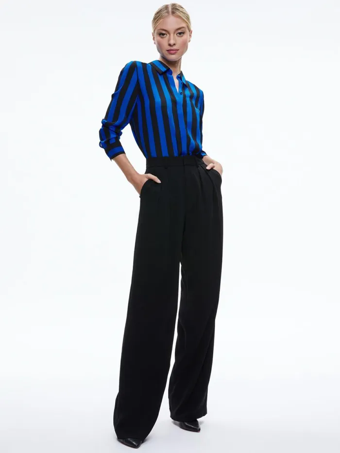 Womens Tops Alice Olivia Willa Placket Top Sapphireblack Stripe