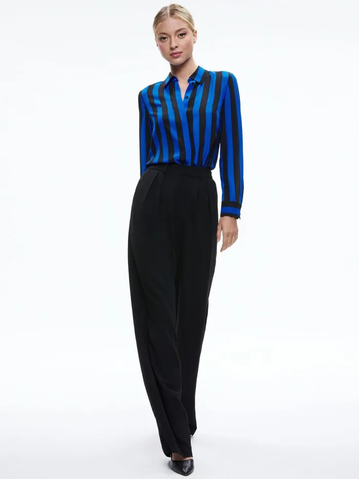 Womens Tops Alice Olivia Willa Placket Top Sapphireblack Stripe