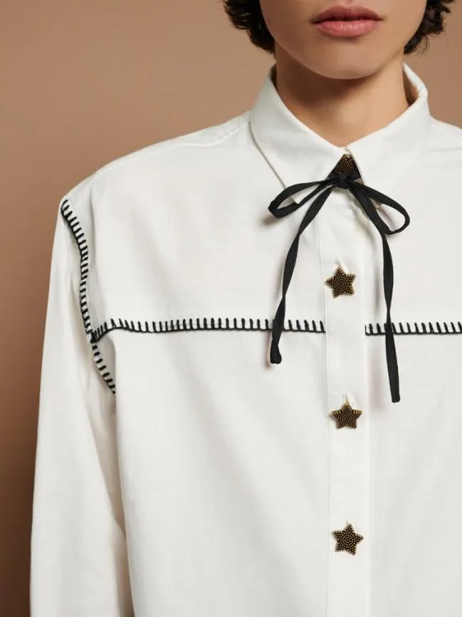 Womenswear Arlo Star Shirt Pearl White Sister Jane Womenswear Arlo Star Shirt Pearl White Sister Jane