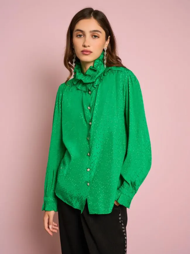 Womenswear Candra Heart Ruffle Blouse Irish Green Sister Jane