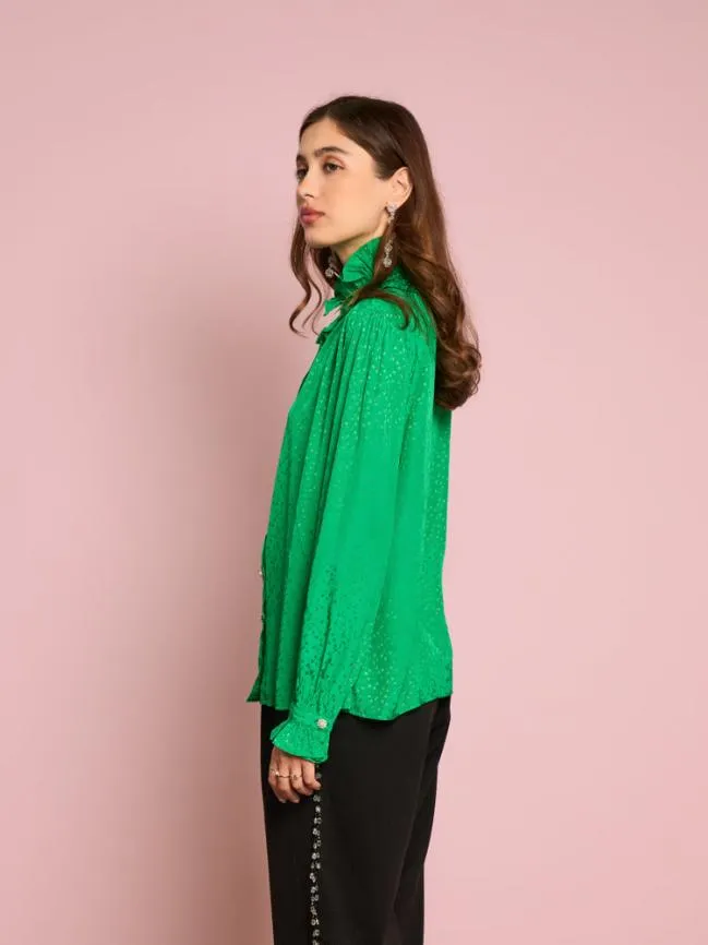 Womenswear Candra Heart Ruffle Blouse Irish Green Sister Jane
