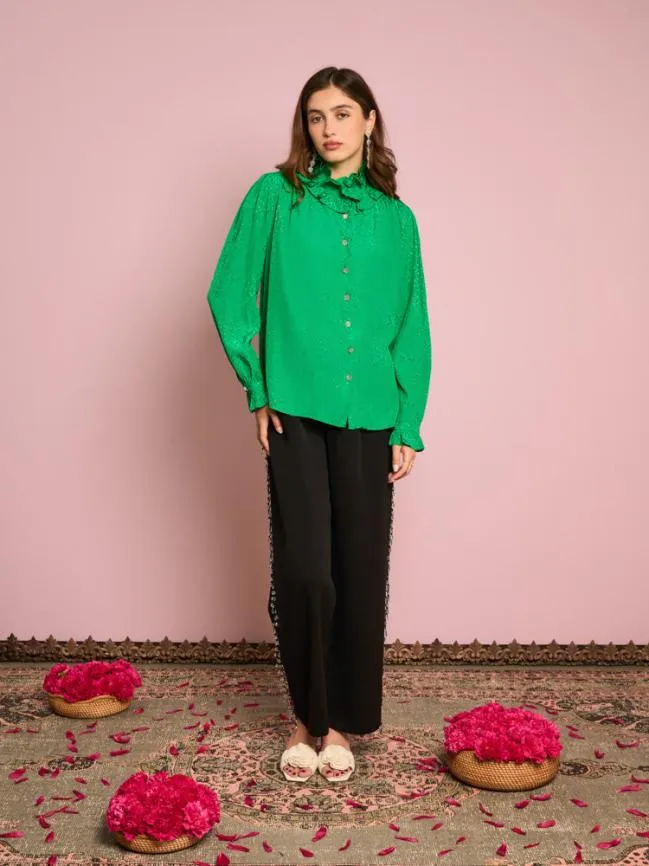 Womenswear Candra Heart Ruffle Blouse Irish Green Sister Jane