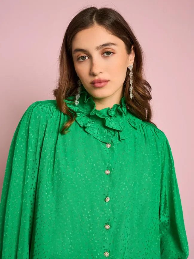 Womenswear Candra Heart Ruffle Blouse Irish Green Sister Jane
