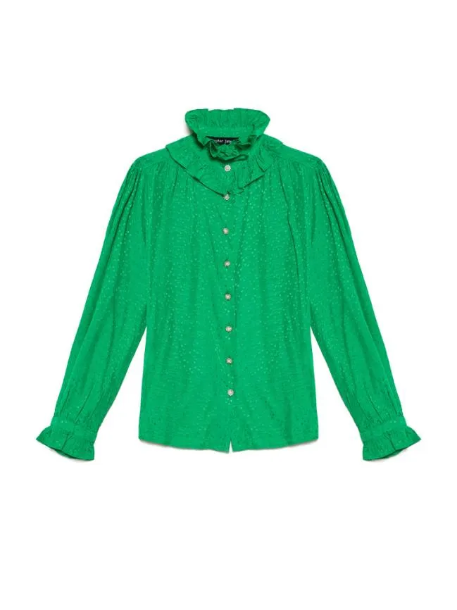 Womenswear Candra Heart Ruffle Blouse Irish Green Sister Jane