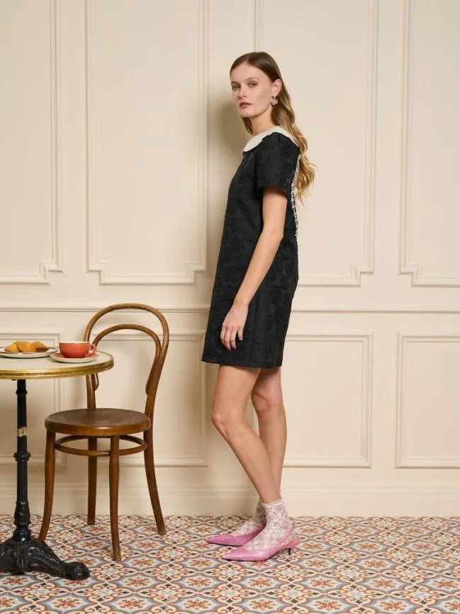 Womenswear Cheri Rose Jacquard Dress Ink Black Sister Jane Womenswear Cheri Rose Jacquard Dress Ink Black Sister Jane
