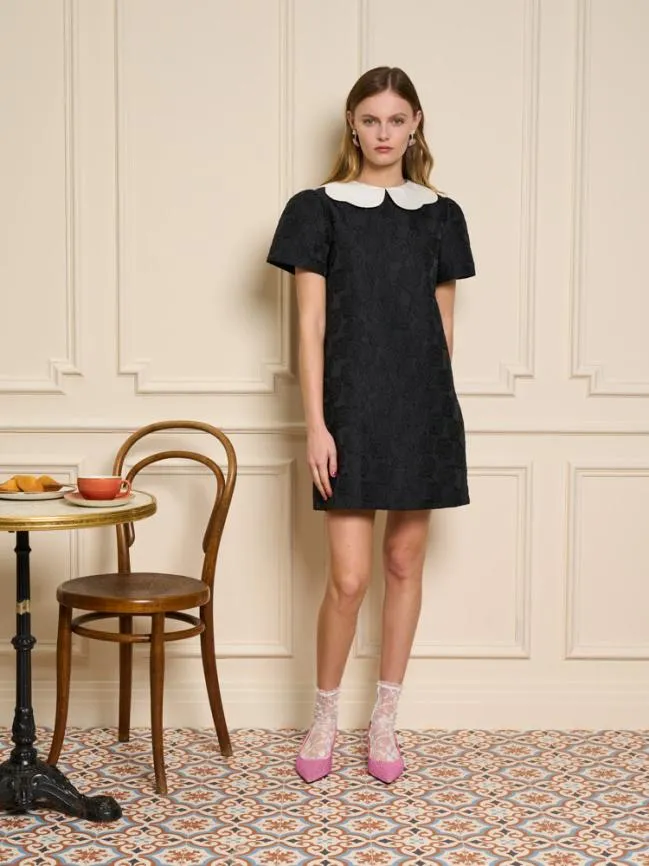 Womenswear Cheri Rose Jacquard Dress Ink Black Sister Jane Womenswear Cheri Rose Jacquard Dress Ink Black Sister Jane