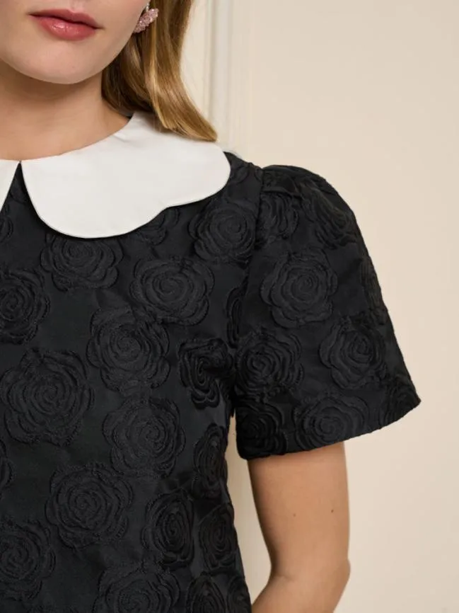 Womenswear Cheri Rose Jacquard Dress Ink Black Sister Jane Womenswear Cheri Rose Jacquard Dress Ink Black Sister Jane